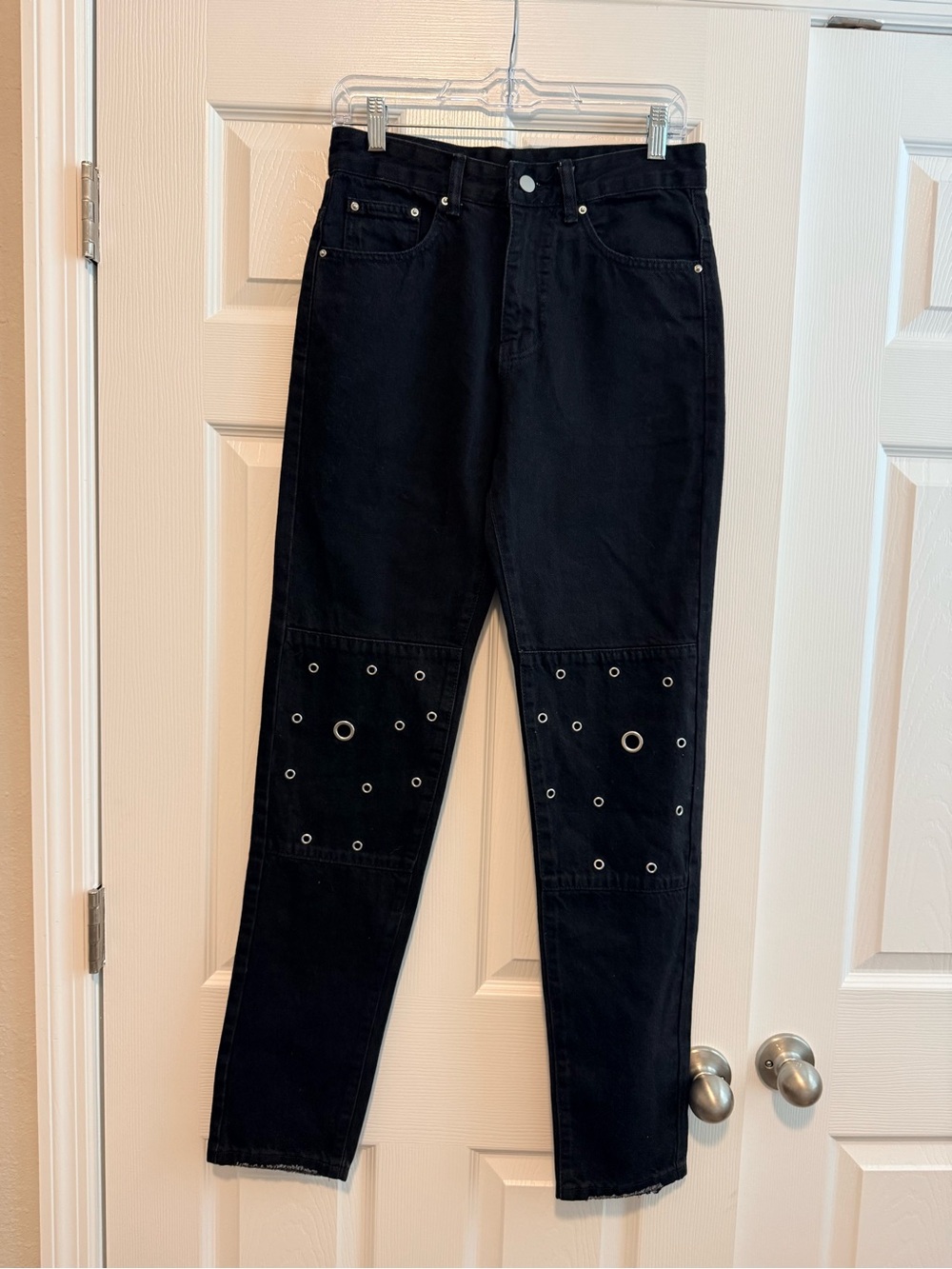 Watson Women's Black Skinny Jeans with Knee Detail